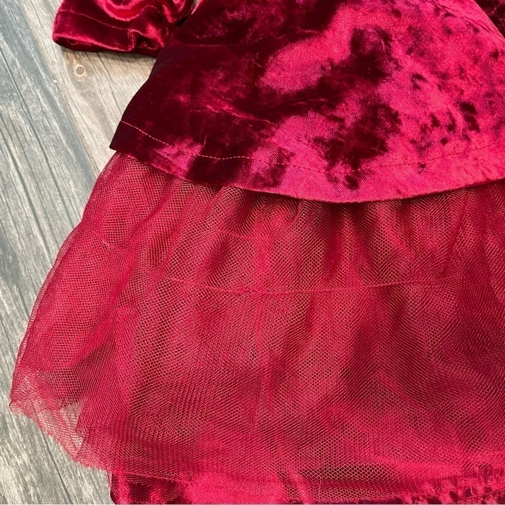 Disney Store Belle Red Velvet Holiday Special Dress Costume Beauty & Beast Sz 3
